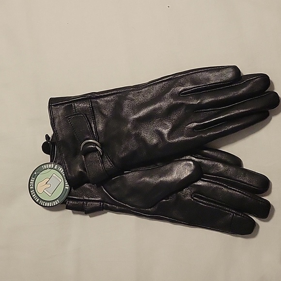 Andienne Vittadini Black Leather Gloves - Picture 1 of 4